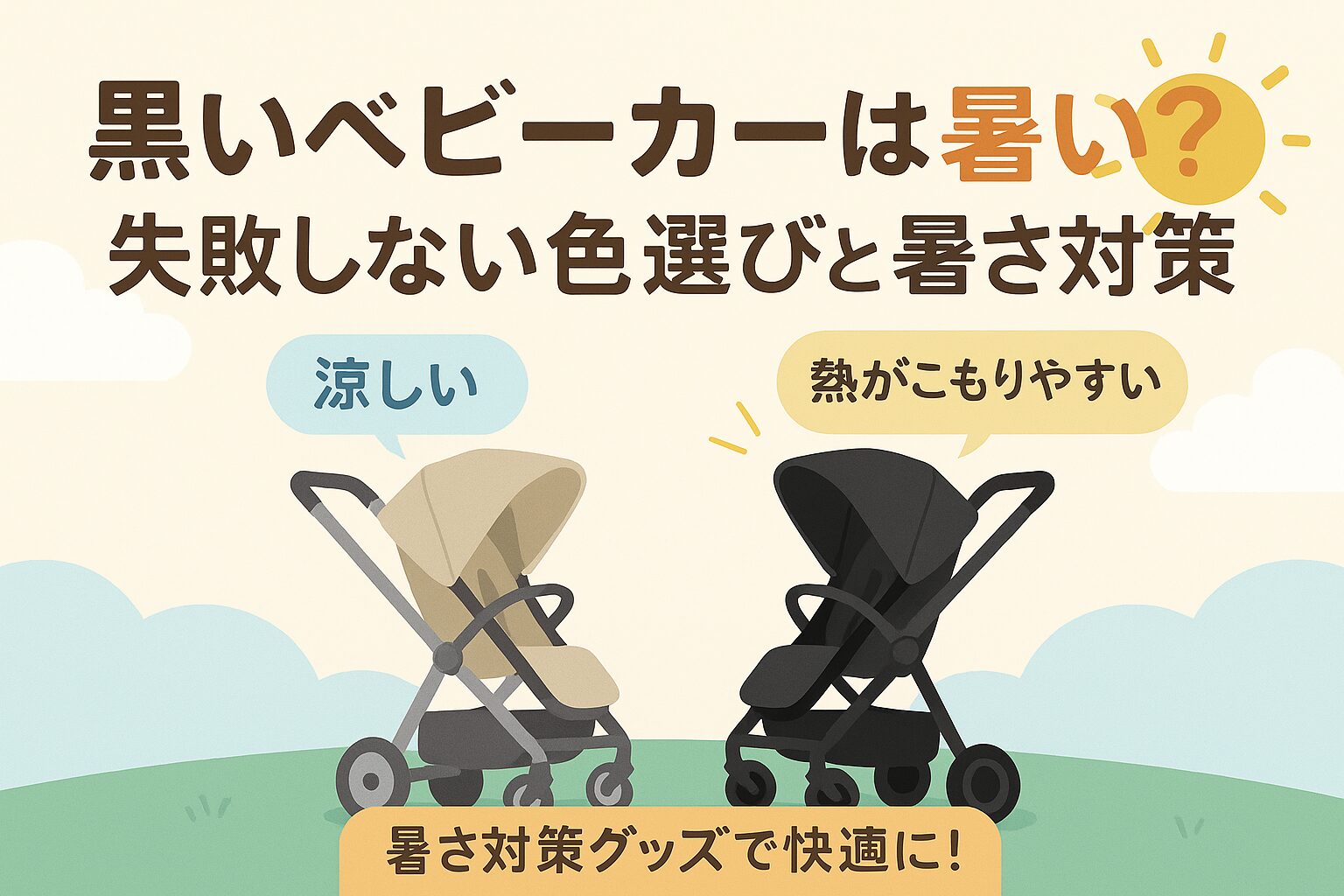 ベビーカー 黒 暑い
